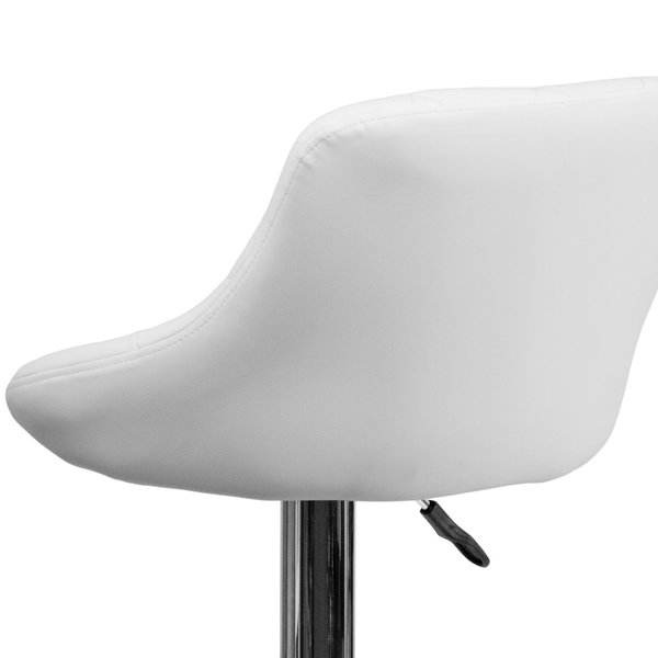 White Vinyl Barstool, Adj Height