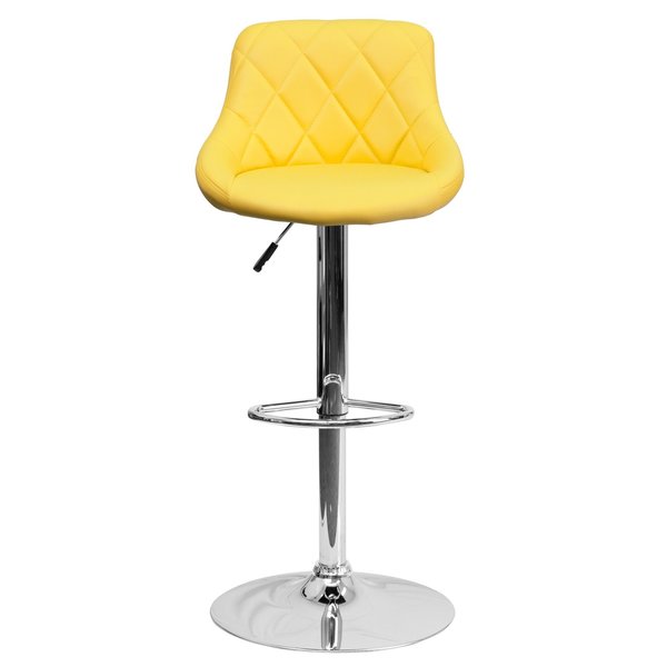 Yellow Vinyl Barstool, Adj Height