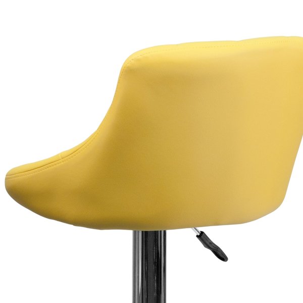 Yellow Vinyl Barstool, Adj Height