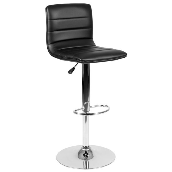 Black Vinyl Barstool, Adj Height