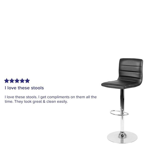 Black Vinyl Barstool, Adj Height