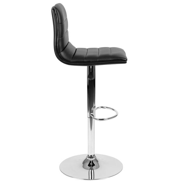 Black Vinyl Barstool, Adj Height