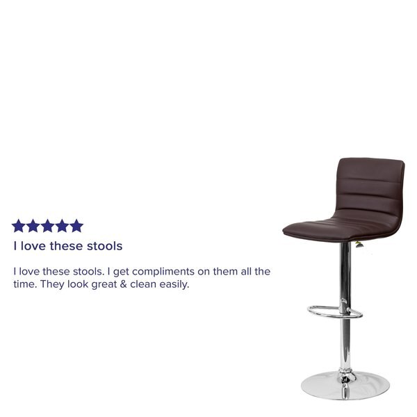 Brown Vinyl Barstool, Adj Height