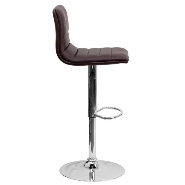 Brown Vinyl Barstool, Adj Height