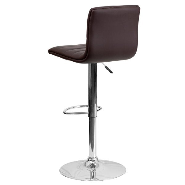 Brown Vinyl Barstool, Adj Height
