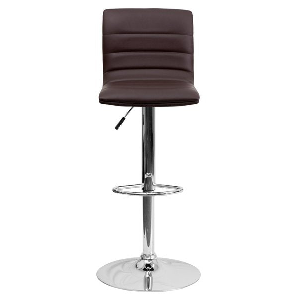 Brown Vinyl Barstool, Adj Height