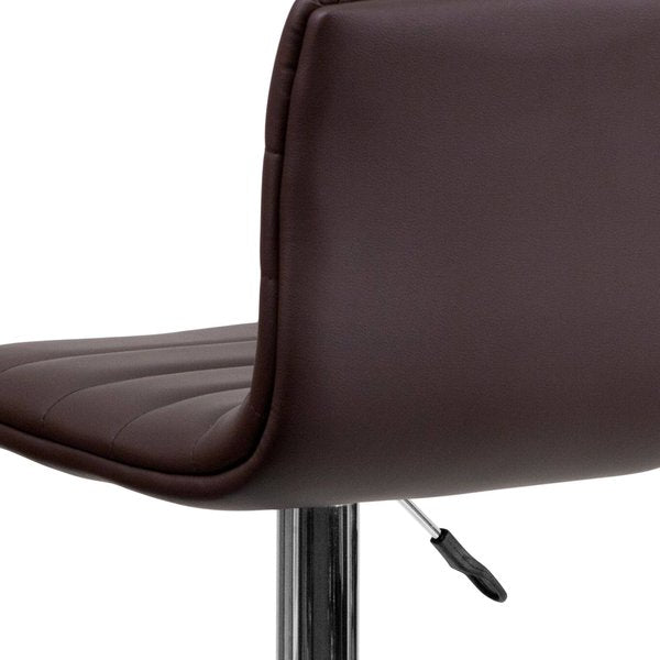 Brown Vinyl Barstool, Adj Height