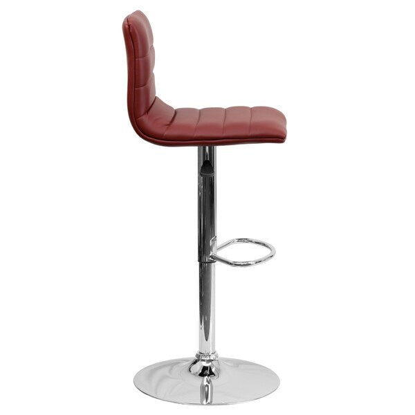 Burgundy Vinyl Barstool, Adj Height