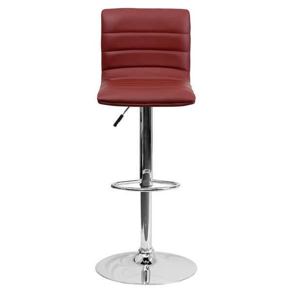 Burgundy Vinyl Barstool, Adj Height