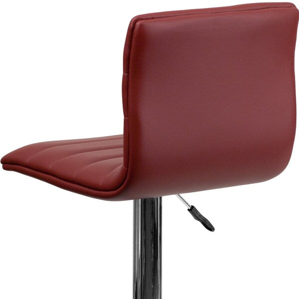 Burgundy Vinyl Barstool, Adj Height