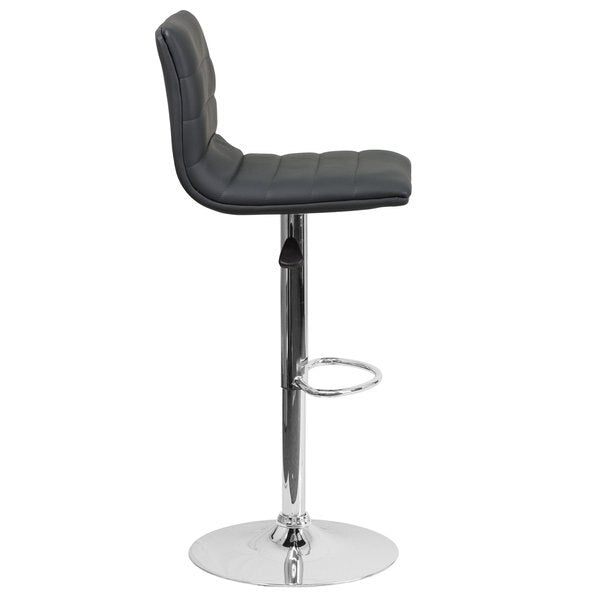 Gray Vinyl Barstool, Adj Height