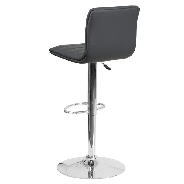 Gray Vinyl Barstool, Adj Height