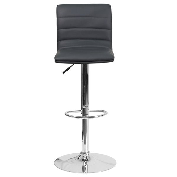 Gray Vinyl Barstool, Adj Height