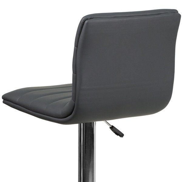 Gray Vinyl Barstool, Adj Height