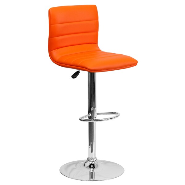 Orange Vinyl Barstool, Adj Height, Weight Capacity: 330 lb.
