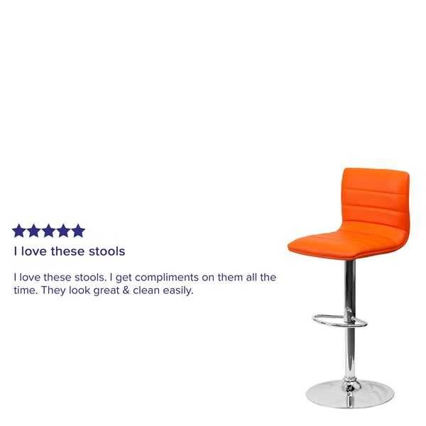 Orange Vinyl Barstool, Adj Height, Weight Capacity: 330 lb.