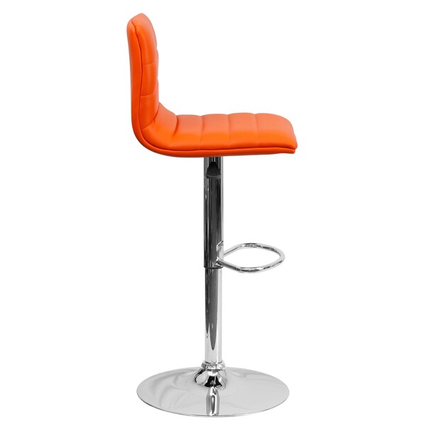 Orange Vinyl Barstool, Adj Height, Weight Capacity: 330 lb.