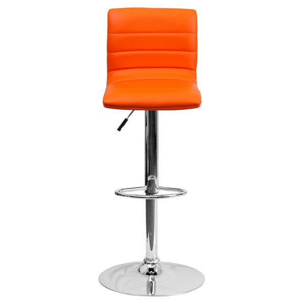 Orange Vinyl Barstool, Adj Height, Weight Capacity: 330 lb.