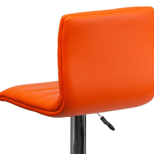 Orange Vinyl Barstool, Adj Height, Weight Capacity: 330 lb.