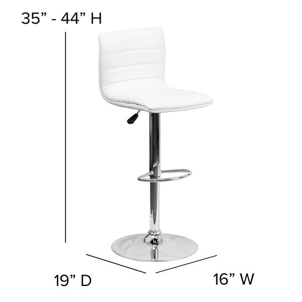 White Vinyl Barstool, Adj Height