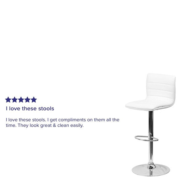 White Vinyl Barstool, Adj Height