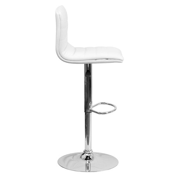 White Vinyl Barstool, Adj Height