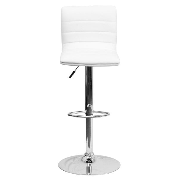 White Vinyl Barstool, Adj Height