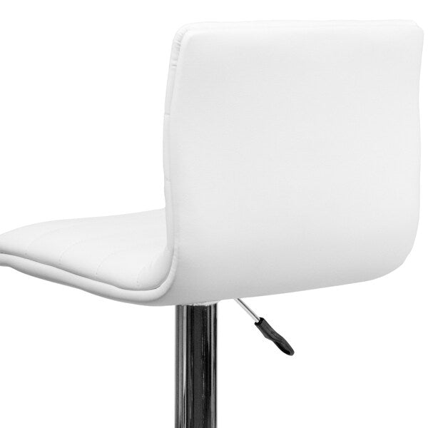 White Vinyl Barstool, Adj Height