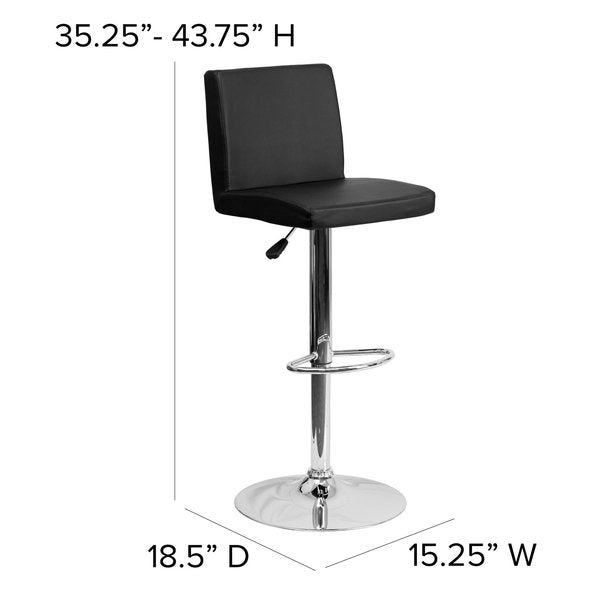 Black Vinyl Barstool, Adj Height