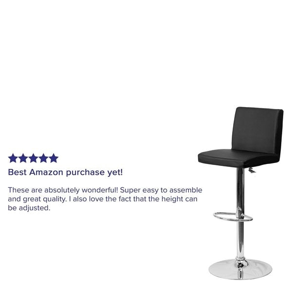 Black Vinyl Barstool, Adj Height
