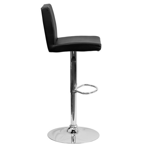 Black Vinyl Barstool, Adj Height