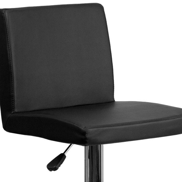 Black Vinyl Barstool, Adj Height