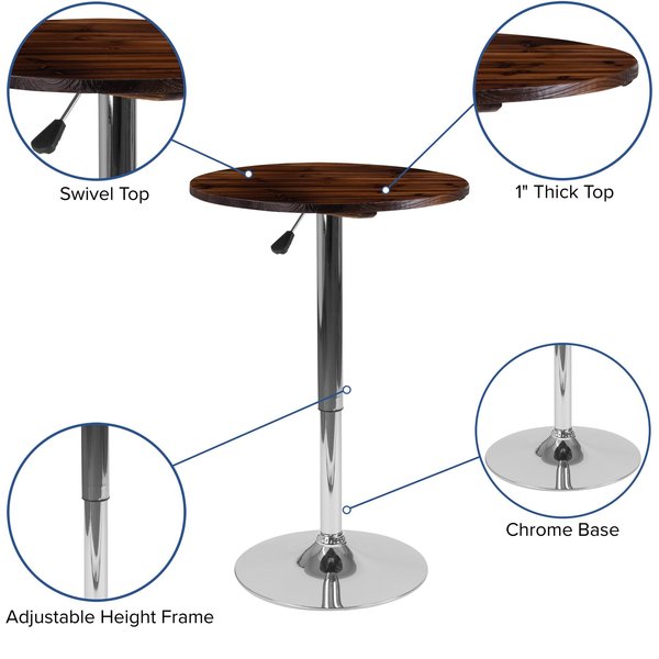 Round Table, Pine Wood Adj., 23.5