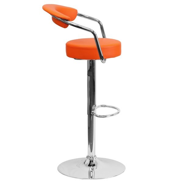 Orange Vinyl Barstool, Adj Height