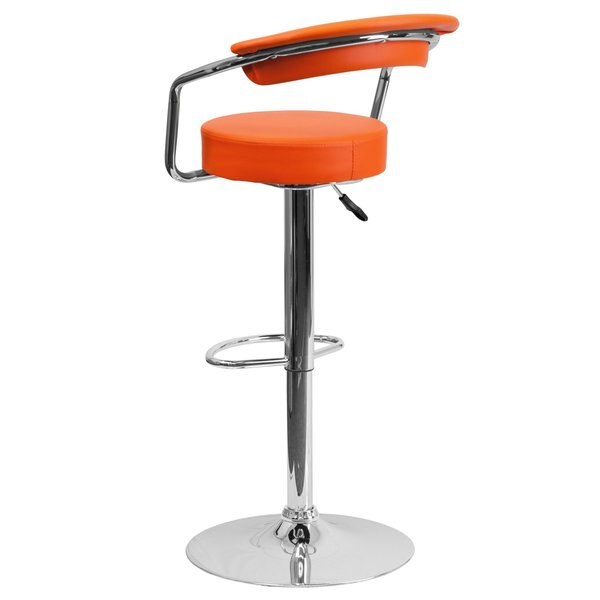 Orange Vinyl Barstool, Adj Height