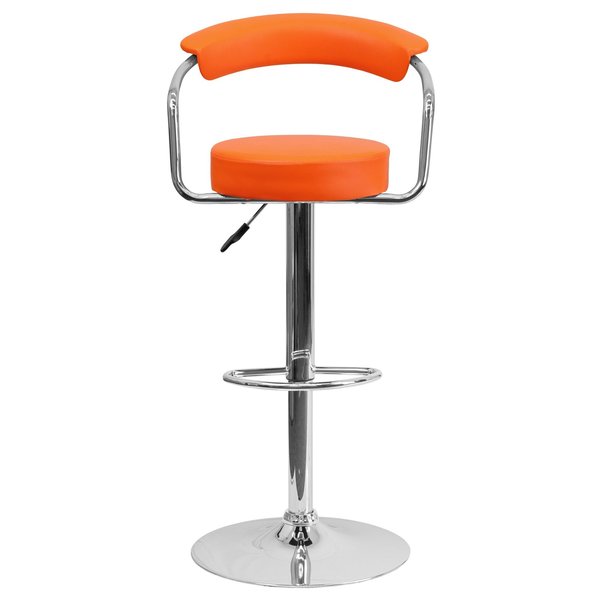 Orange Vinyl Barstool, Adj Height
