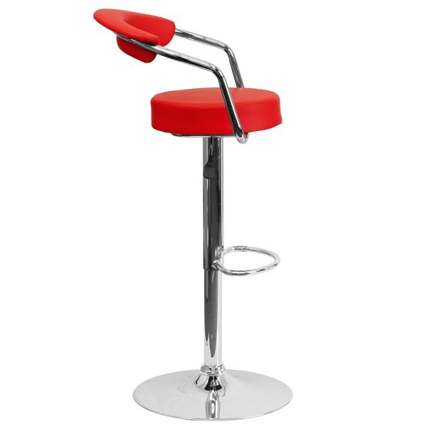 Red Vinyl Barstool, Adj Height
