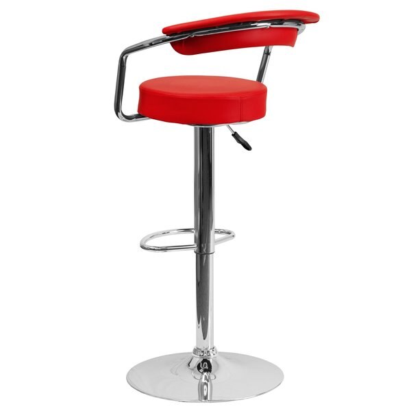 Red Vinyl Barstool, Adj Height