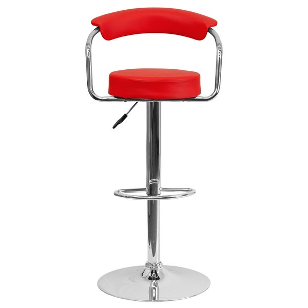 Red Vinyl Barstool, Adj Height