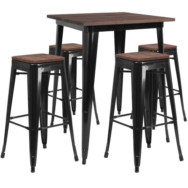 Square Black Metal Bar Set, 31.5