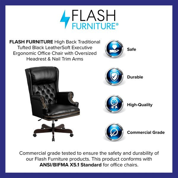 Leather Executive Chair, 18-1/2