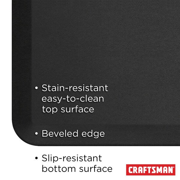 Anti-Fatigue Garage Mat, Black, 32 in L x 20 in W, Polyurethane Foam, 0.75 in Thick