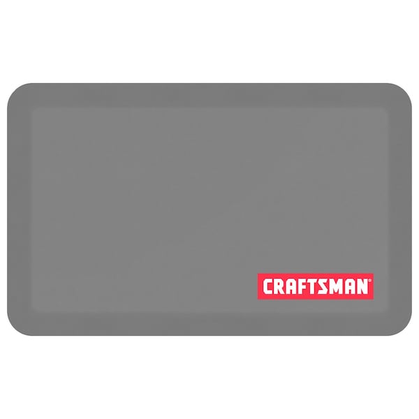 Anti-Fatigue Garage Mat, Grey, 32 in L x 20 in W, Polyurethane Foam, 0.75 in Thick