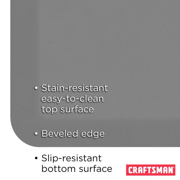 Anti-Fatigue Garage Mat, Grey, 32 in L x 20 in W, Polyurethane Foam, 0.75 in Thick