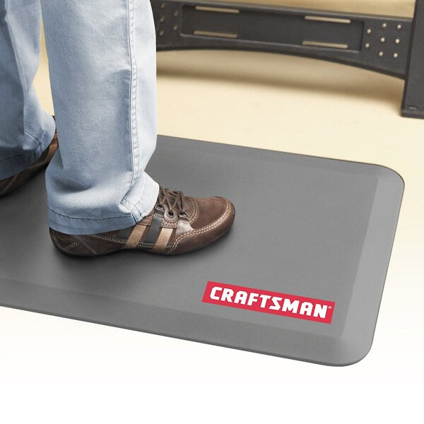 Anti-Fatigue Garage Mat, Grey, 32 in L x 20 in W, Polyurethane Foam, 0.75 in Thick