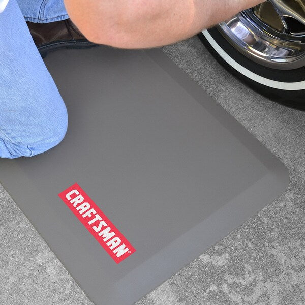 Anti-Fatigue Garage Mat, Grey, 32 in L x 20 in W, Polyurethane Foam, 0.75 in Thick