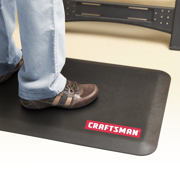 Anti-Fatigue Garage Mat, Black, 72 in L x 20 in W, Polyurethane Foam, 0.75 in Thick
