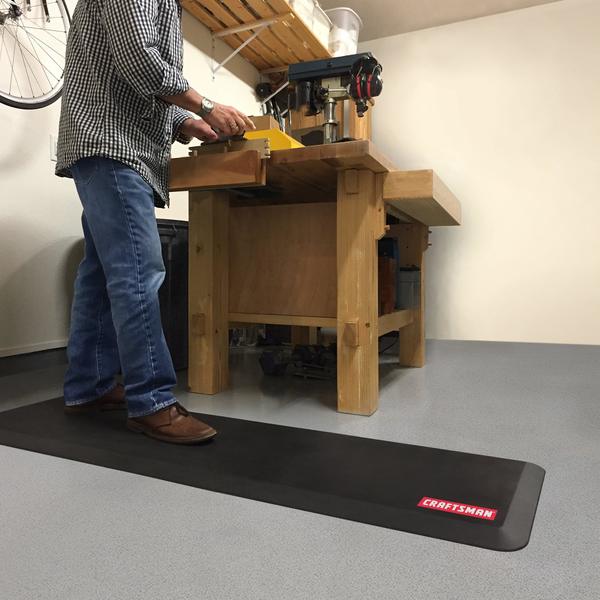 Anti-Fatigue Garage Mat, Black, 72 in L x 20 in W, Polyurethane Foam, 0.75 in Thick