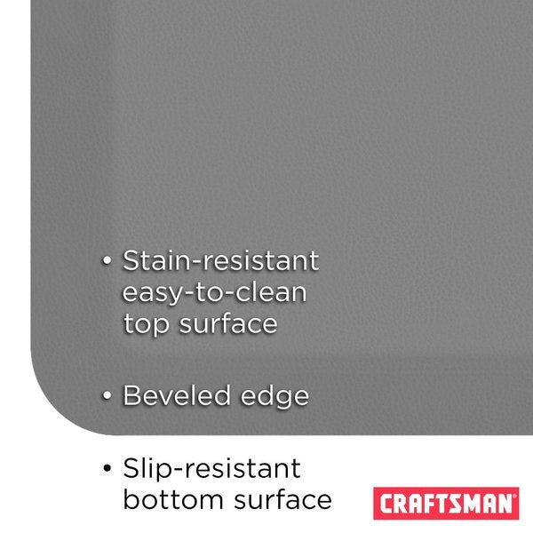 Anti-Fatigue Garage Mat, Grey, 72 in L x 20 in W, Polyurethane Foam, 0.75 in Thick