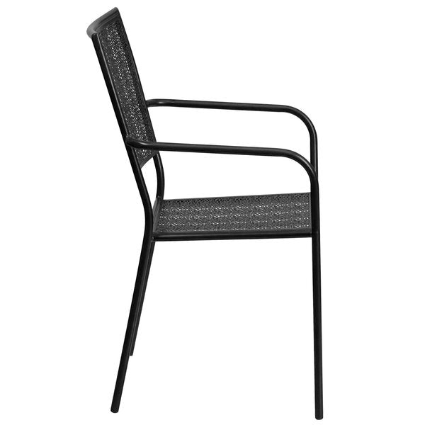 Black Steel Patio Arm Chair with Square Back